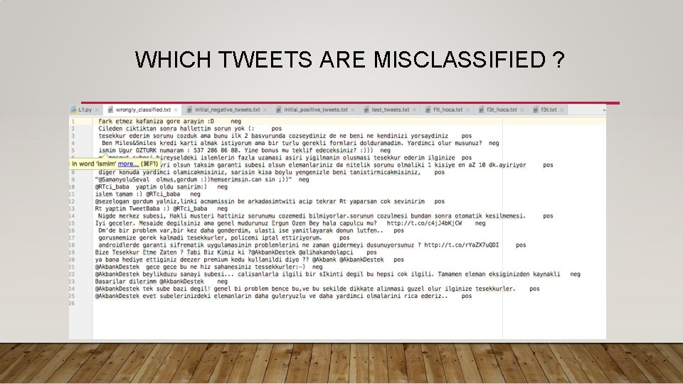 WHICH TWEETS ARE MISCLASSIFIED ? 