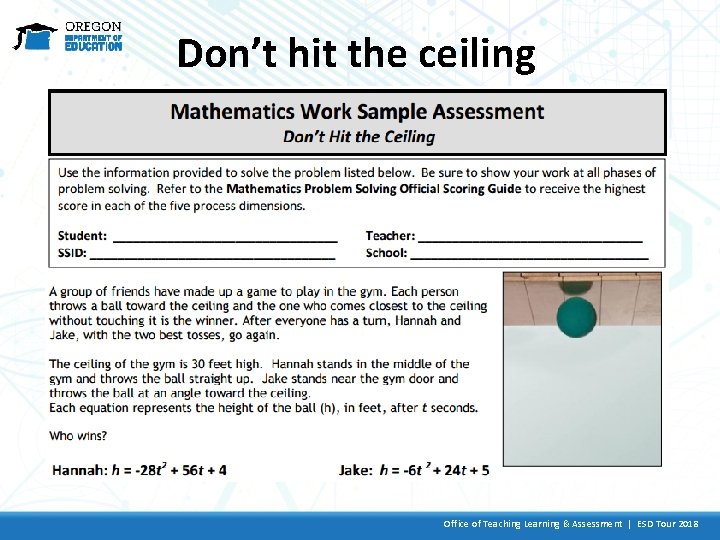 Don’t hit the ceiling Office of Teaching Learning & Assessment | ESD Tour 2018