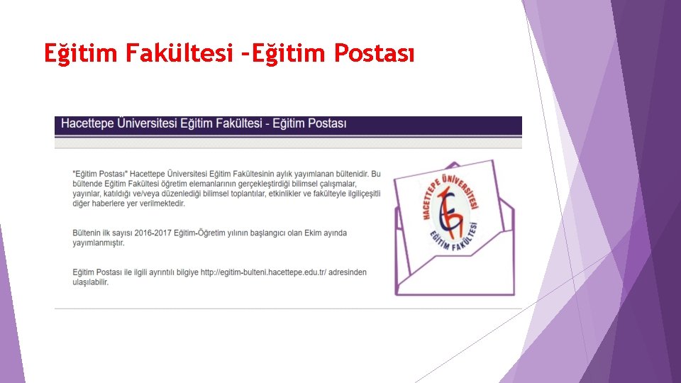 Eğitim Fakültesi –Eğitim Postası 