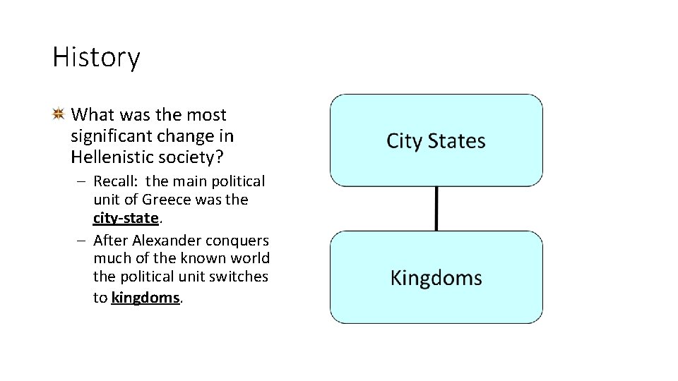 History What was the most significant change in Hellenistic society? – Recall: the main