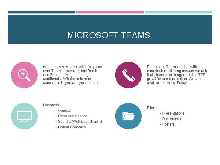 MICROSOFT TEAMS Wider communication will take place over Teams. However, feel free to use MICROSOFT TEAMS Wider communication will take place over Teams. However, feel free to use