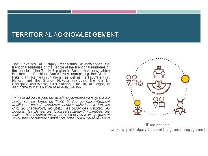 TERRITORIAL ACKNOWLEDGEMENT The University of Calgary respectfully acknowledges the traditional territories of the people TERRITORIAL ACKNOWLEDGEMENT The University of Calgary respectfully acknowledges the traditional territories of the people