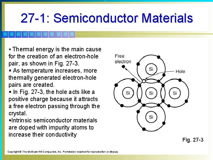 27 -1: Semiconductor Materials § Thermal energy is the main cause for the creation