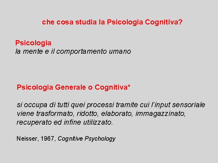 che cosa studia la Psicologia Cognitiva? Psicologia la mente e il comportamento umano Psicologia