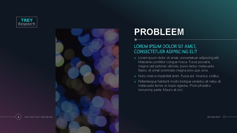 PROBLEEM LOREM IPSUM DOLOR SIT AMET, CONSECTETUER ADIPISCING ELIT o Lorem ipsum dolor sit