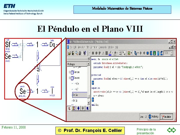 Modelado Matemático de Sistemas Físicos El Péndulo en el Plano VIII Febrero 11, 2008