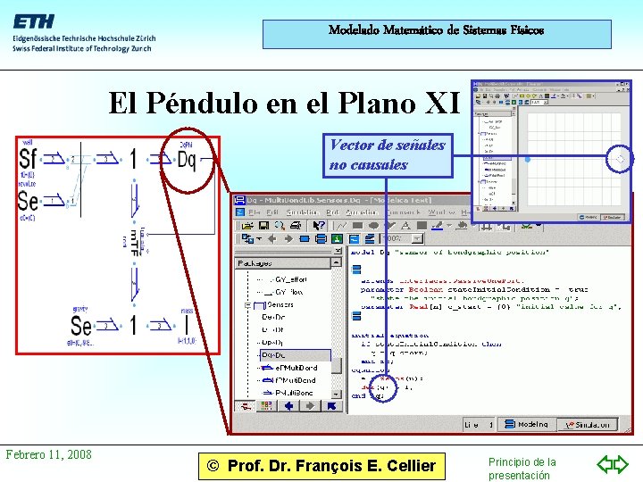 Modelado Matemático de Sistemas Físicos El Péndulo en el Plano XI Vector de señales