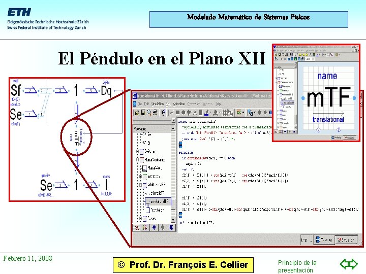 Modelado Matemático de Sistemas Físicos El Péndulo en el Plano XII Febrero 11, 2008