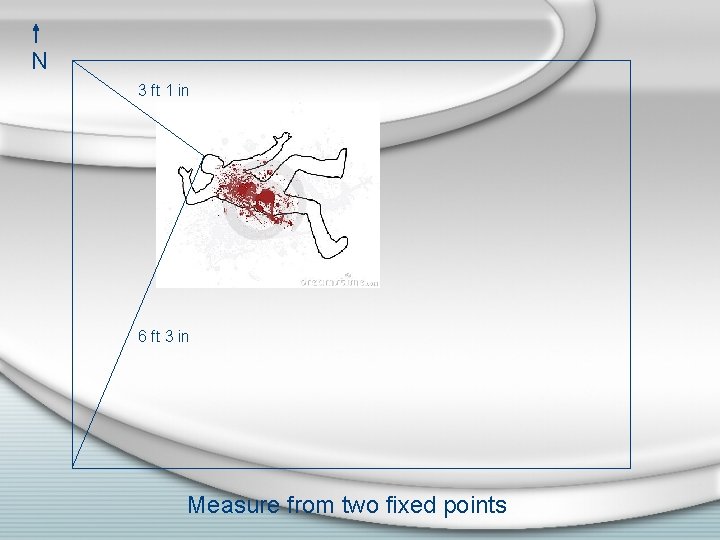 N 3 ft 1 in 6 ft 3 in Measure from two fixed points