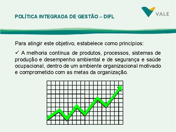 POLÍTICA INTEGRADA DE GESTÃO – DIFL Para atingir este objetivo, estabelece como princípios: ü