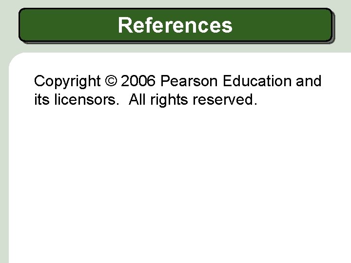 References Copyright © 2006 Pearson Education and its licensors. All rights reserved. 