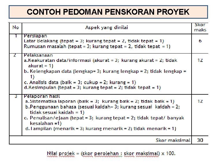 CONTOH PEDOMAN PENSKORAN PROYEK 