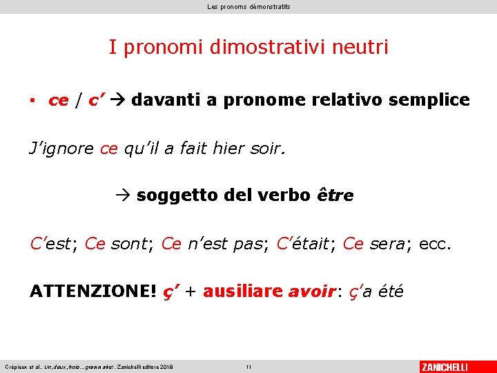 Les pronoms démonstratifs I pronomi dimostrativi neutri • ce / c’ davanti a pronome