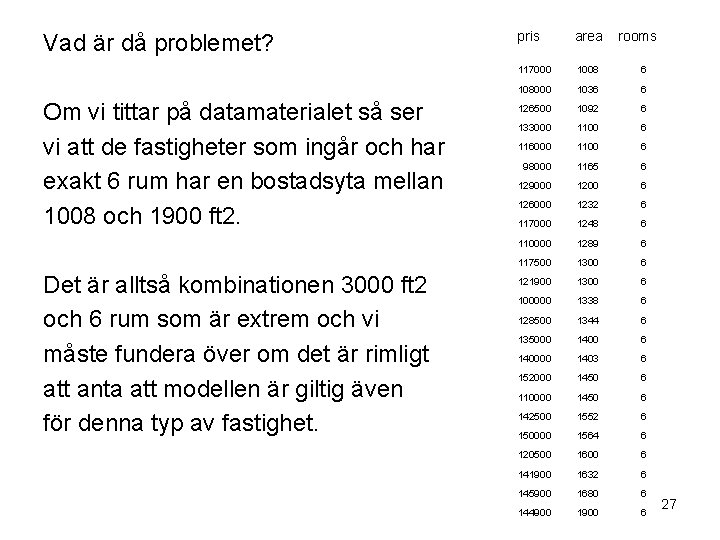 Vad är då problemet? Om vi tittar på datamaterialet så ser vi att de