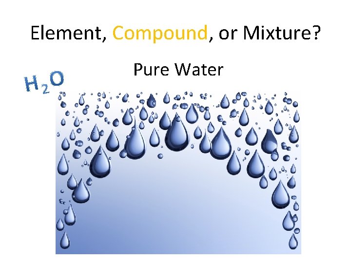 Element, Compound, or Mixture? Pure Water 