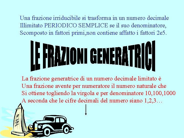 Una frazione irriducibile si trasforma in un numero decimale Illimitato PERIODICO SEMPLICE se il