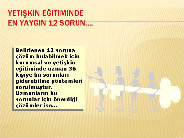 YETIŞKIN EĞITIMINDE EN YAYGIN 12 SORUN. . Belirlenen 12 soruna çözüm bulabilmek için kurumsal