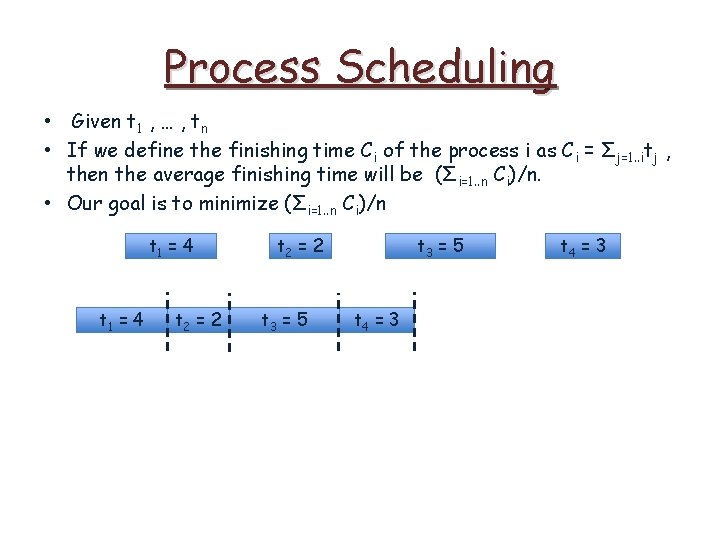 Process Scheduling • Given t 1 , … , tn • If we define