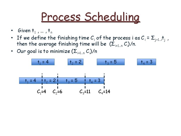 Process Scheduling • Given t 1 , … , tn • If we define