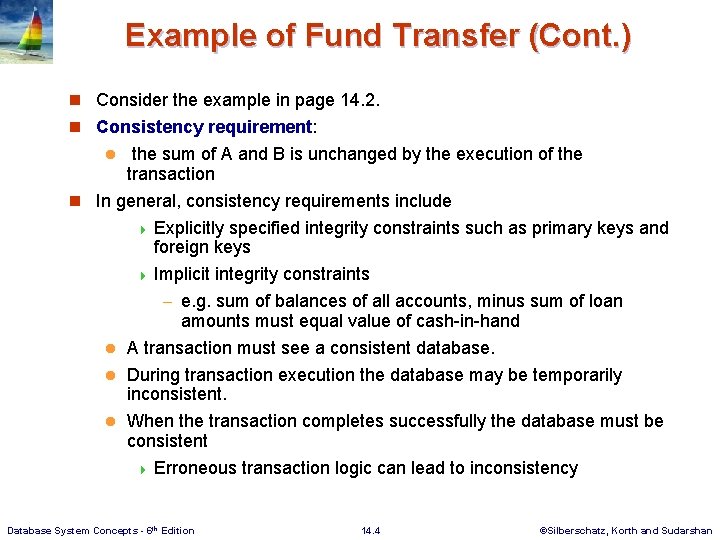 Example of Fund Transfer (Cont. ) n Consider the example in page 14. 2.