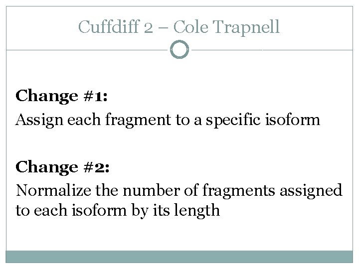 Cuffdiff 2 – Cole Trapnell Change #1: Assign each fragment to a specific isoform