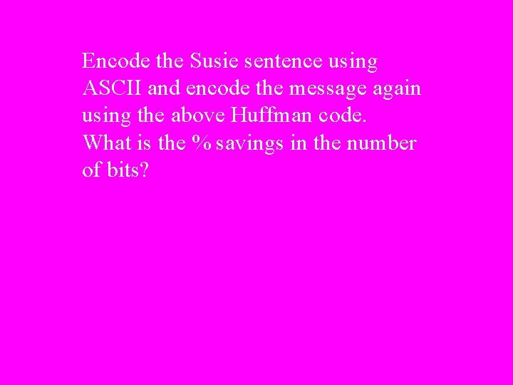 Encode the Susie sentence using ASCII and encode the message again using the above