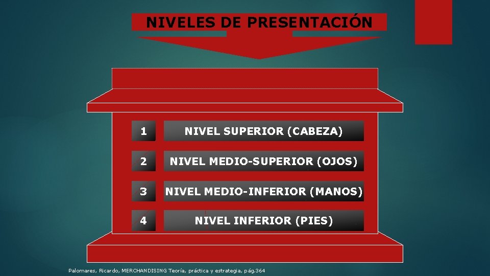 NIVELES DE PRESENTACIÓN 1 NIVEL SUPERIOR (CABEZA) 2 NIVEL MEDIO-SUPERIOR (OJOS) 3 NIVEL MEDIO-INFERIOR