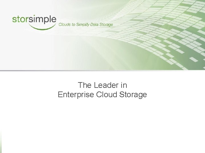 The Leader in Enterprise Cloud Storage 