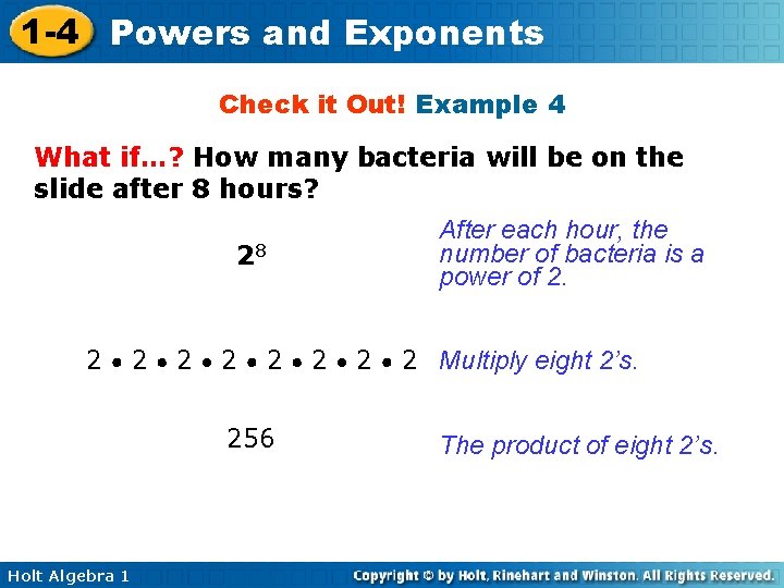 1 -4 Powers and Exponents Check it Out! Example 4 What if…? How many 1 -4 Powers and Exponents Check it Out! Example 4 What if…? How many