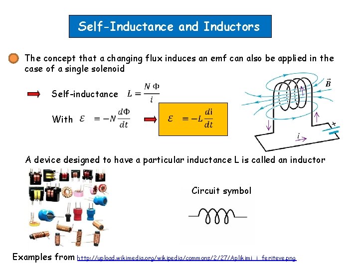 Self-Inductance and Inductors The concept that a changing flux induces an emf can also