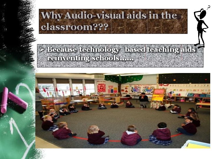 Why Audio-visual aids in the classroom? ? ? Because technology based teaching aids reinventing