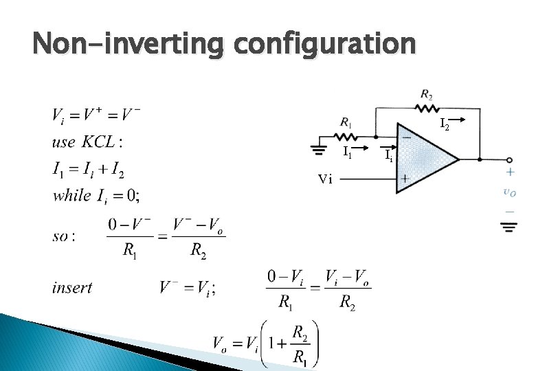 Non-inverting configuration I 2 I 1 Vi Ii 