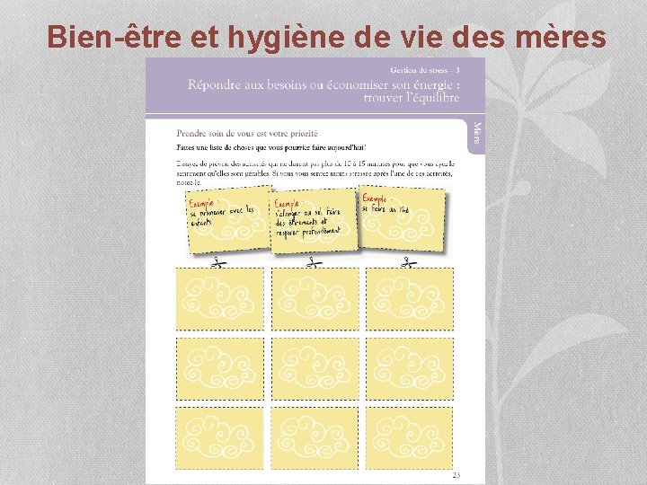 Bien-être et hygiène de vie des mères 