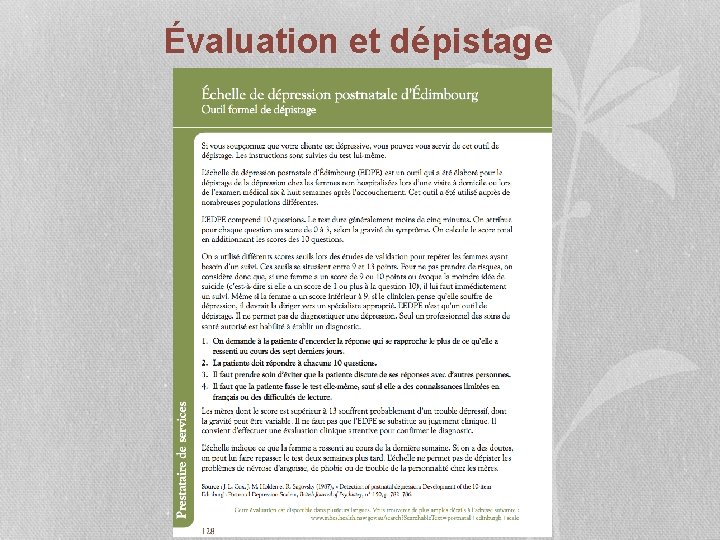 Évaluation et dépistage 