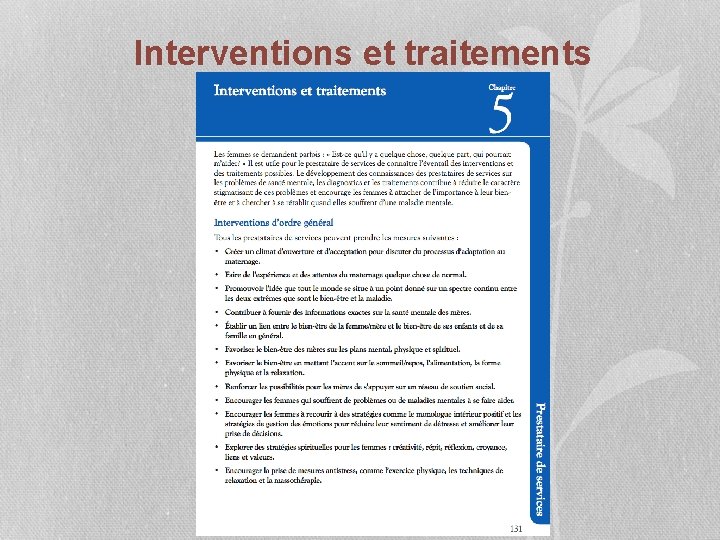 Interventions et traitements 