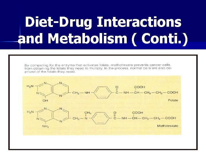 Diet-Drug Interactions and Metabolism ( Conti. ) 
