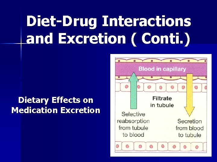 Diet-Drug Interactions and Excretion ( Conti. ) Dietary Effects on Medication Excretion 