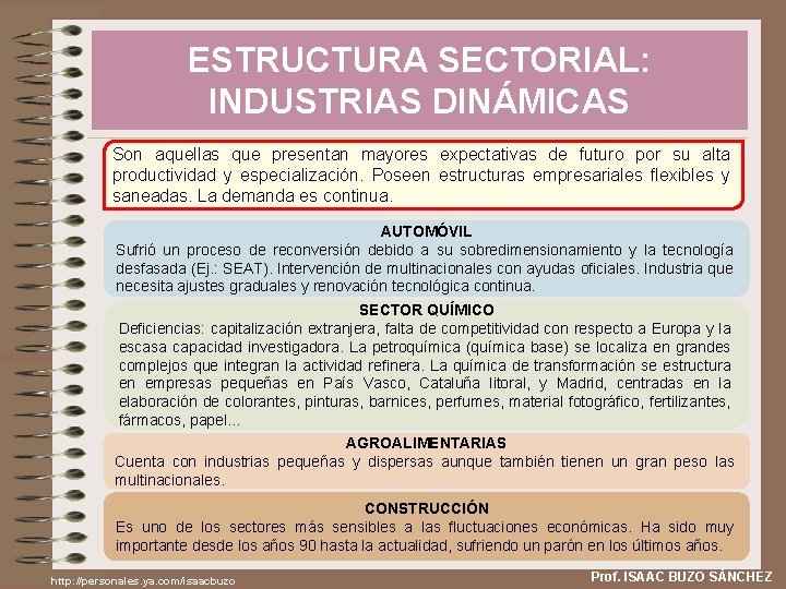 ESTRUCTURA SECTORIAL: INDUSTRIAS DINÁMICAS Son aquellas que presentan mayores expectativas de futuro por su