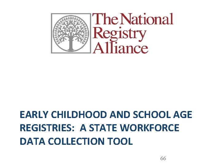 EARLY CHILDHOOD AND SCHOOL AGE REGISTRIES: A STATE WORKFORCE DATA COLLECTION TOOL 66 