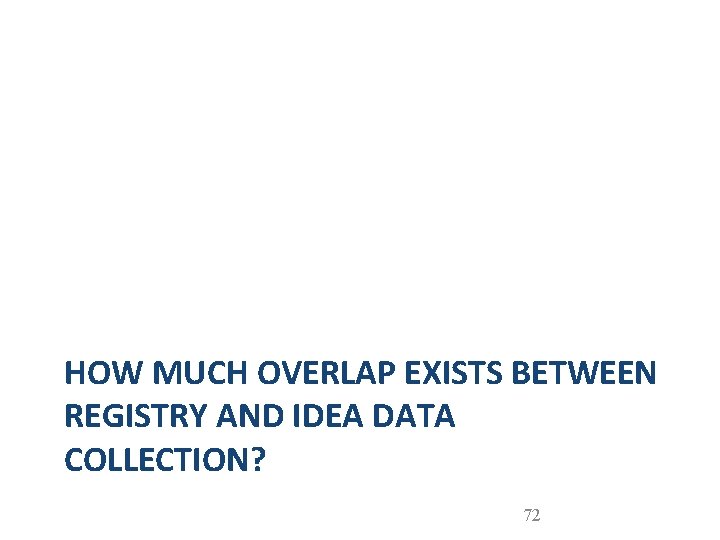 HOW MUCH OVERLAP EXISTS BETWEEN REGISTRY AND IDEA DATA COLLECTION? 72 