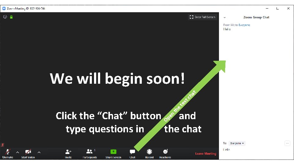 We will begin soon! t t e th x te a ch Click the