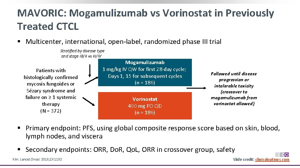 MAVORIC: Mogamulizumab vs Vorinostat in Previously Treated CTCL § Multicenter, international, open-label, randomized phase