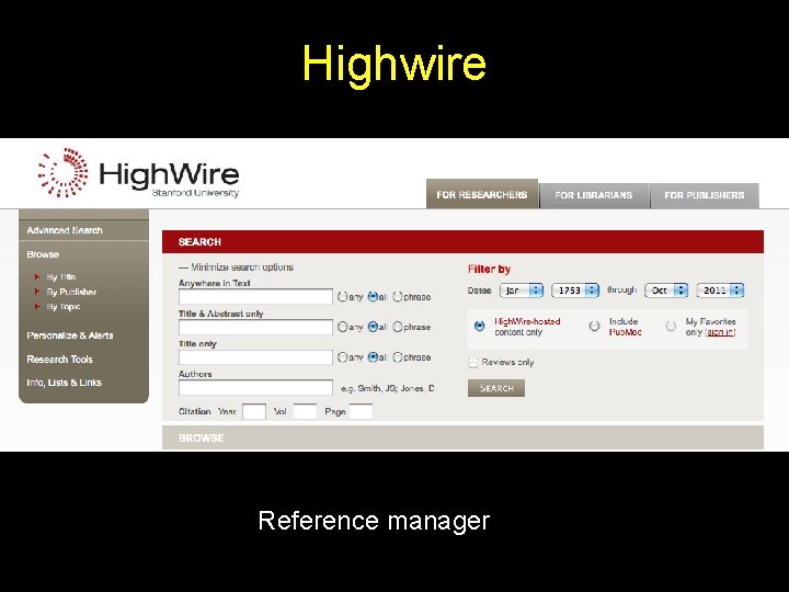 Highwire Reference manager 