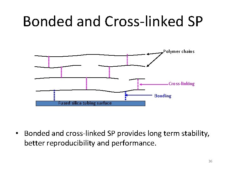 Bonded and Cross-linked SP Polymer chains Cross-linking Bonding Fused silica tubing surface • Bonded