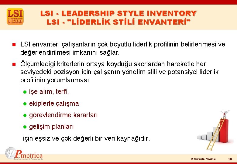 LSI - LEADERSHIP STYLE INVENTORY LSI - "LİDERLİK STİLİ ENVANTERİ" n LSI envanteri çalışanların