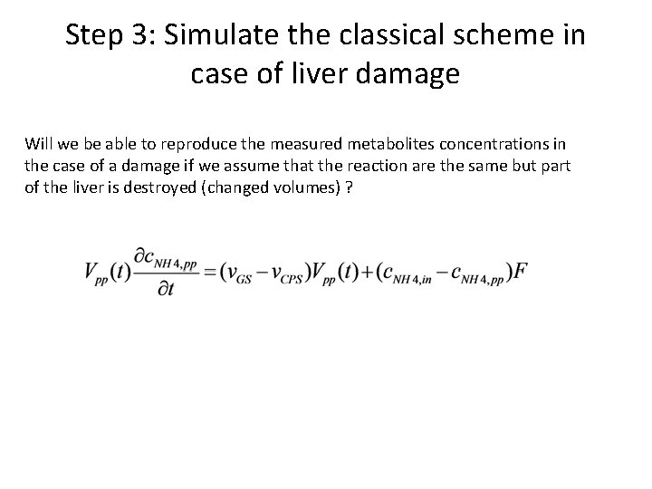 Step 3: Simulate the classical scheme in case of liver damage Will we be