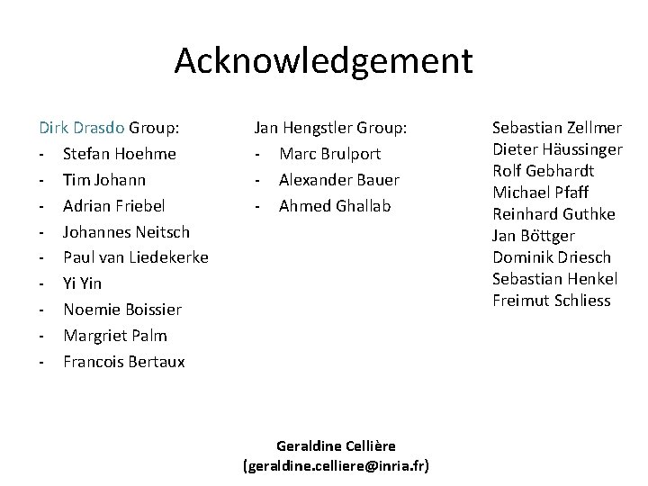 Acknowledgement Dirk Drasdo Group: - Stefan Hoehme - Tim Johann - Adrian Friebel -