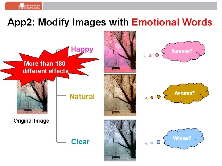 App 2: Modify Images with Emotional Words Happy Summer? More than 180 different effects