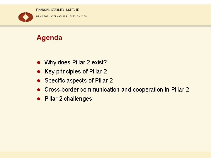 Agenda l Why does Pillar 2 exist? l Key principles of Pillar 2 l