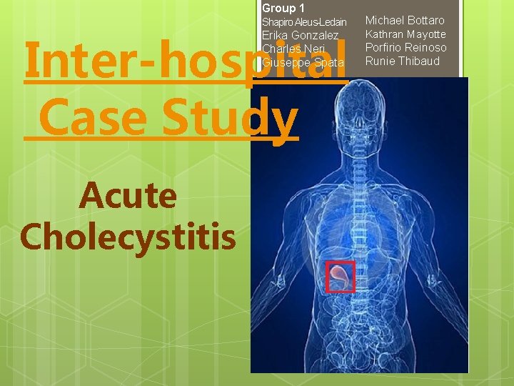 Group 1 Shapiro Aleus-Ledain Erika Gonzalez Charles Neri Giuseppe Spata Inter-hospital Case Study Acute